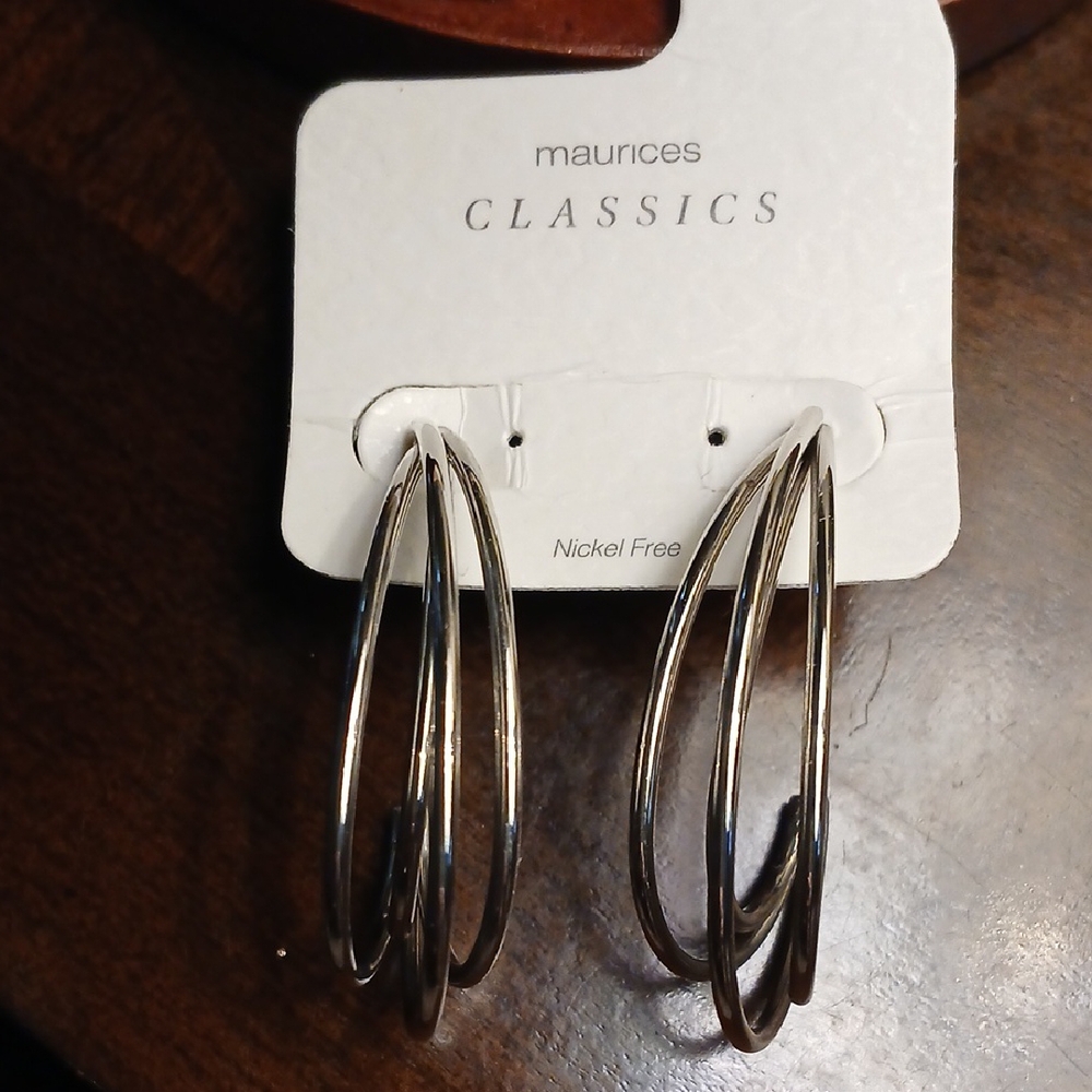 Maurices Silver Double Hoop Earrings Sleek Design